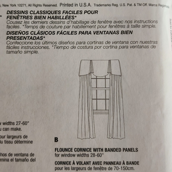 Custom window treatment "Home Dec in a Sec" McCalls sewing patterns #M5675, NEW! - Picture 8 of 14